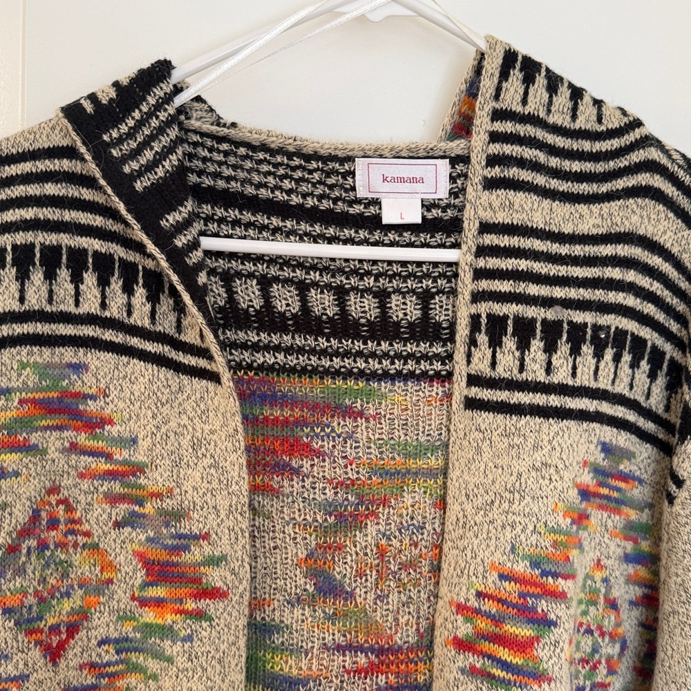 Chic Multicolor Geometric Cardigan - Picture 2 of 5